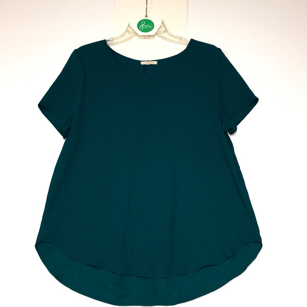 Forest Green Crepe-Like Pleione Top :: M
